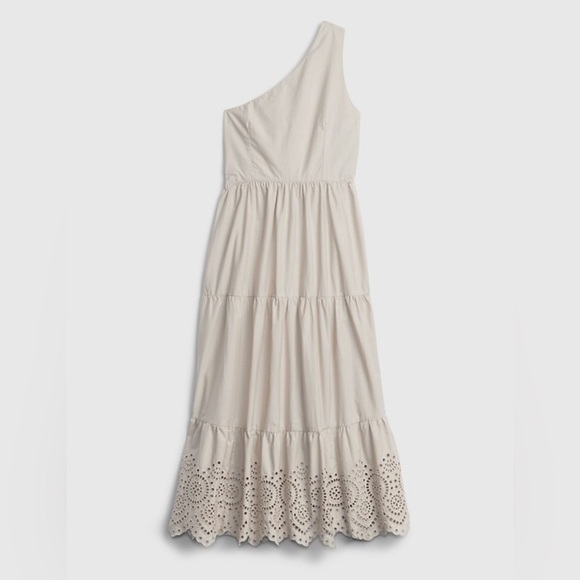 GAP Dresses & Skirts - GAP 100% Cotton Beige One-Shoulder Midi Dress Size 4